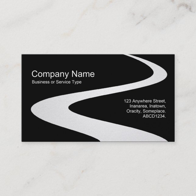 ZigZag Path - White (shaded) on Black (Gold Card) Business Card (Front)