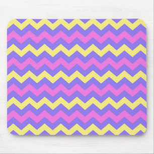 Zigzag patroon (geel, paars en roze) mouse pad