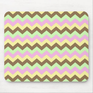 Zigzag patroon (groen, roze, geel en bruin) mouse pad