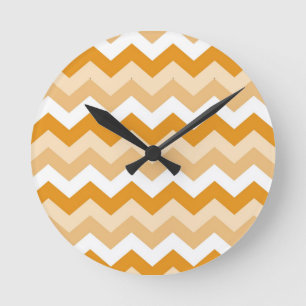 Zigzag patroon (oranje en wit) round clock