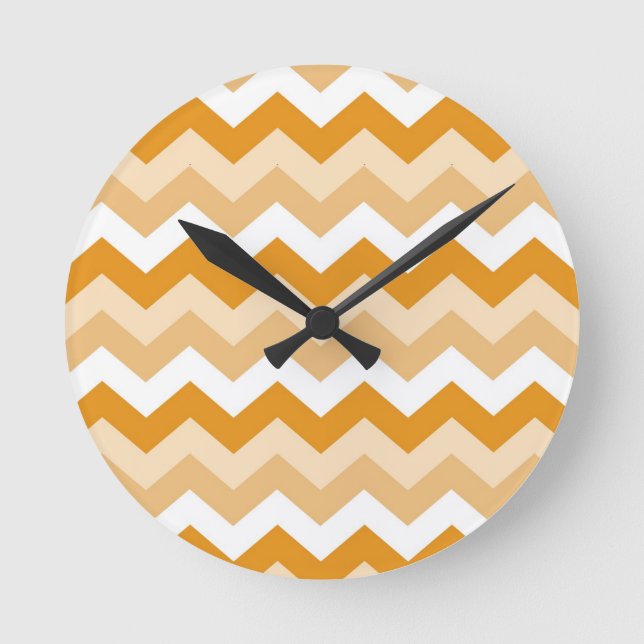 Zigzag patroon (oranje en wit) round clock (Front)