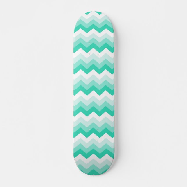 Zigzag patroon (Turquoise, groen) Skateboard (Front)