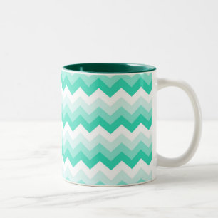 Zigzag patroon (Turquoise, groen) Two-Tone Coffee Mug