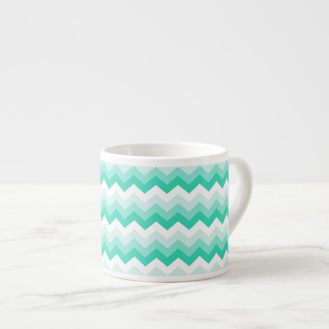 Zigzag patroon (Turquoise, wit en groen) Espresso Cup (Front Right)