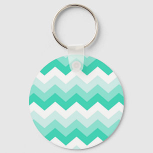 Zigzag patroon (Turquoise, wit en groen) Key Ring