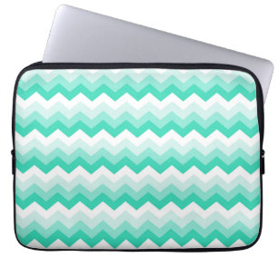 Zigzag patroon (turquoise, wit en groen) laptop sleeve