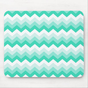 Zigzag patroon (turquoise, wit en groen) mouse pad