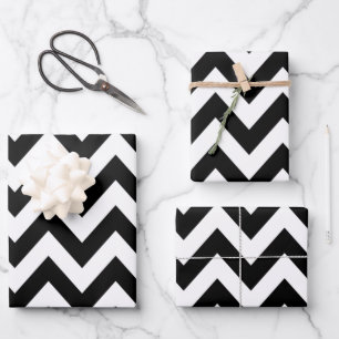 Zigzag Pattern Black And White Chevron Wrapping Paper Sheet