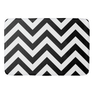 Zigzag Pattern Black & White Bath Mat