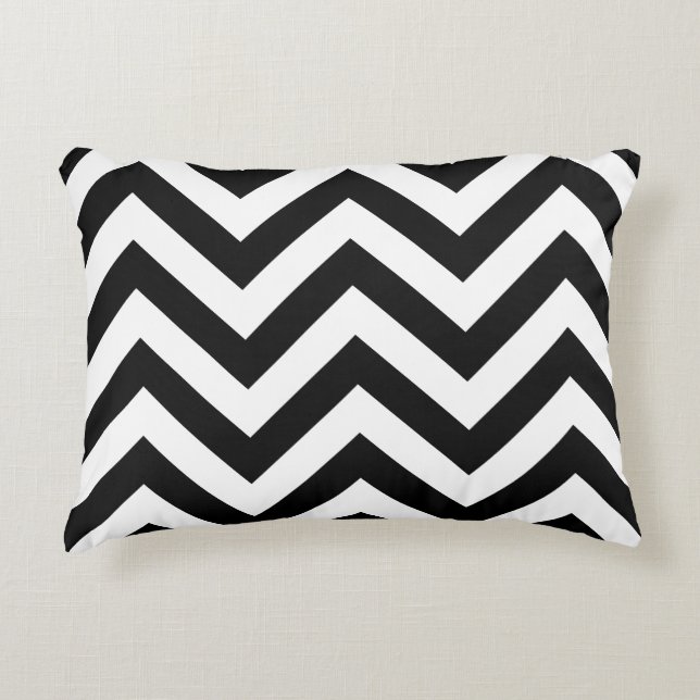 Zigzag Pattern Black & White Decorative Cushion (Front)