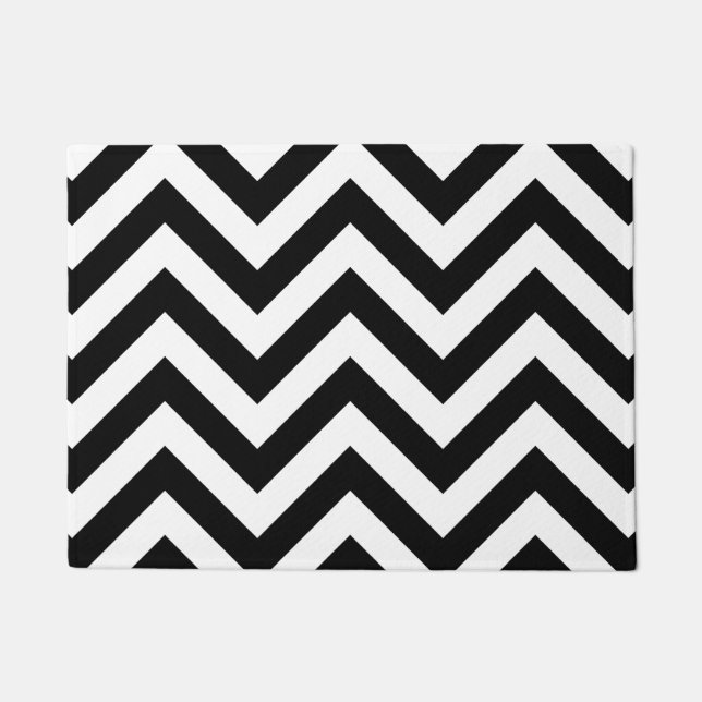 Zigzag Pattern Black & White Doormat (Front)