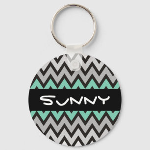 ZIGZAG pattern - black white grey + your idea Key Ring