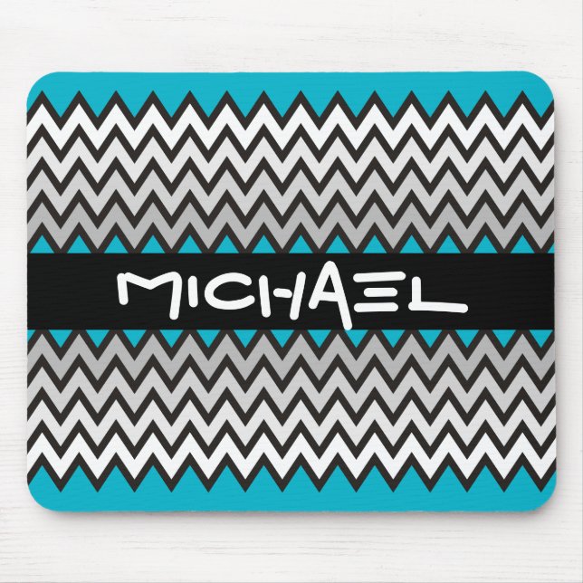 ZIGZAG pattern - black white grey + your idea Mouse Pad (Front)