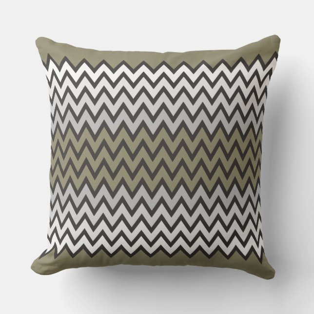 ZIGZAG pattern - black white grey + your idea Outdoor Cushion (Front)