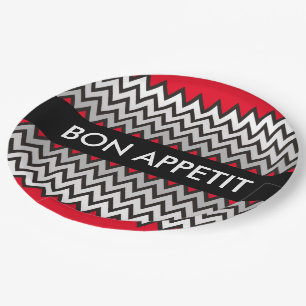 ZIGZAG pattern - black white grey + your idea Paper Plate