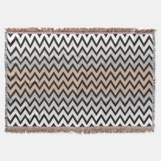 ZIGZAG pattern - black white grey + your idea Throw Blanket (Front)