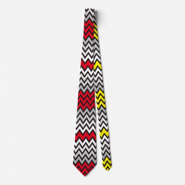 ZIGZAG pattern - black white grey + your idea Tie (Front)
