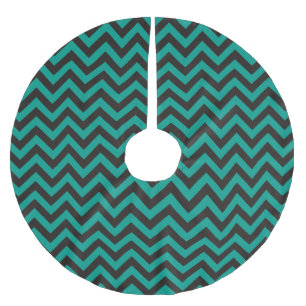 ZIGZAG pattern - black + your background & ideas Brushed Polyester Tree Skirt