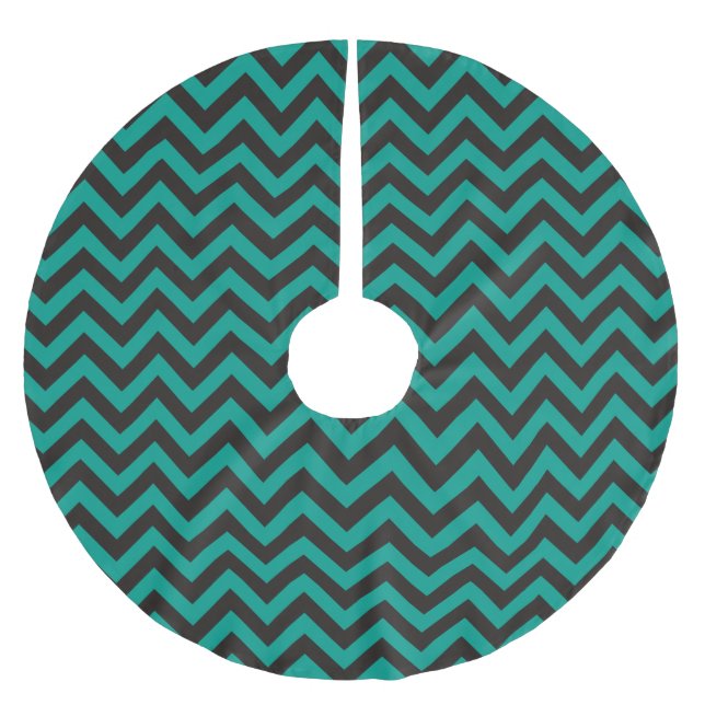 ZIGZAG pattern - black + your background & ideas Brushed Polyester Tree Skirt (Front)