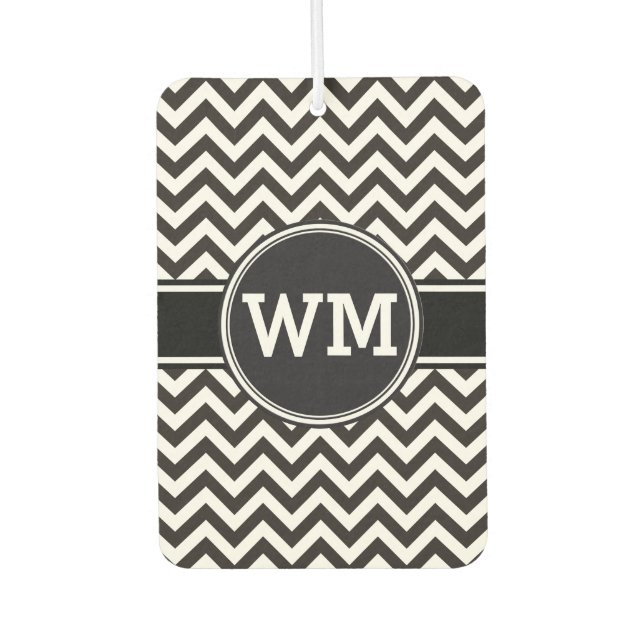 ZIGZAG pattern - black + your background & ideas Car Air Freshener (Front)