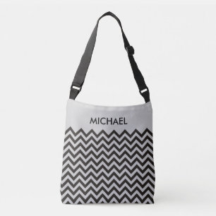 ZIGZAG pattern - black + your background & ideas Crossbody Bag