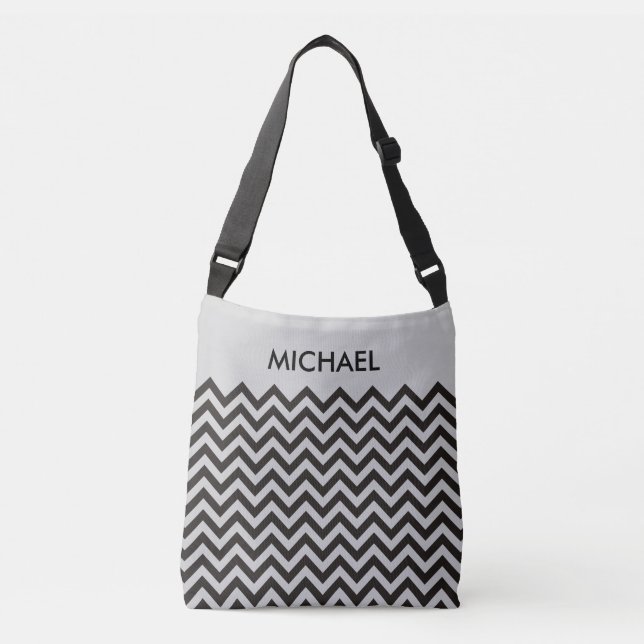 ZIGZAG pattern - black + your background & ideas Crossbody Bag (Front)