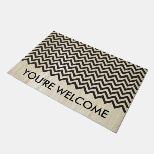 ZIGZAG pattern - black + your background & ideas Doormat