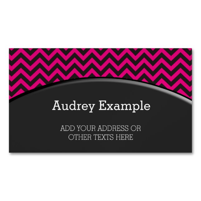 ZIGZAG pattern - black + your background & ideas Magnetic Business Card (Front)