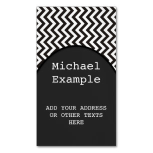 ZIGZAG pattern - black + your background & ideas Magnetic Business Card
