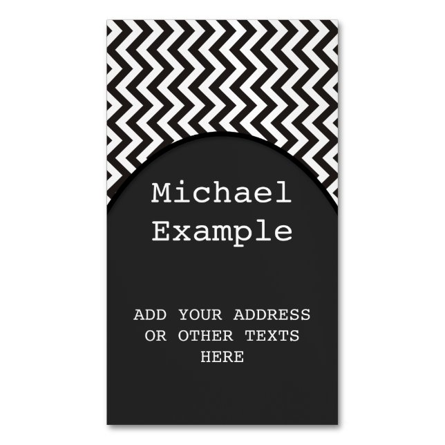 ZIGZAG pattern - black + your background & ideas Magnetic Business Card (Front Vertical)