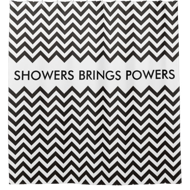 ZIGZAG pattern - black + your background & ideas Shower Curtain (Front)