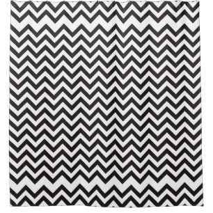 ZIGZAG pattern - black + your background & ideas Shower Curtain