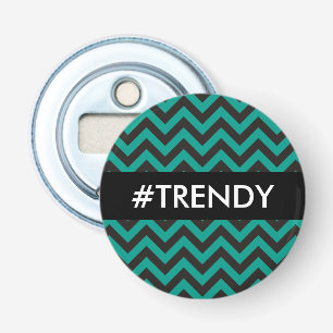 ZIGZAG pattern - black + your background & text Bottle Opener
