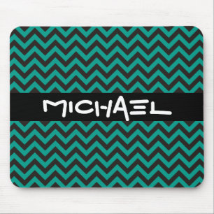 ZIGZAG pattern - black + your background & text Mouse Pad