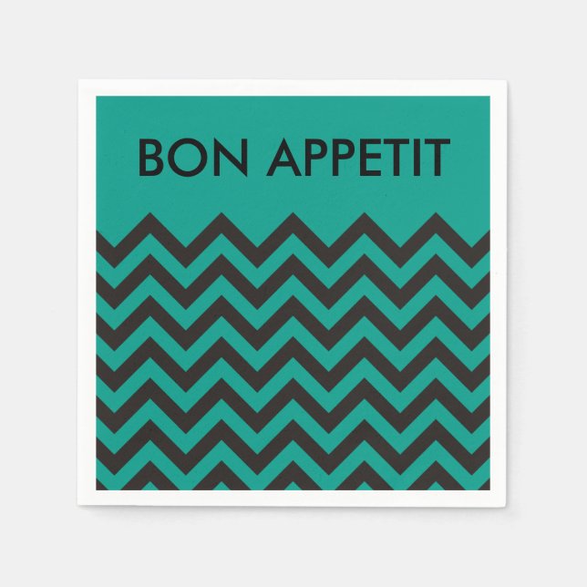 ZIGZAG pattern - black + your background & text Napkin (Front)