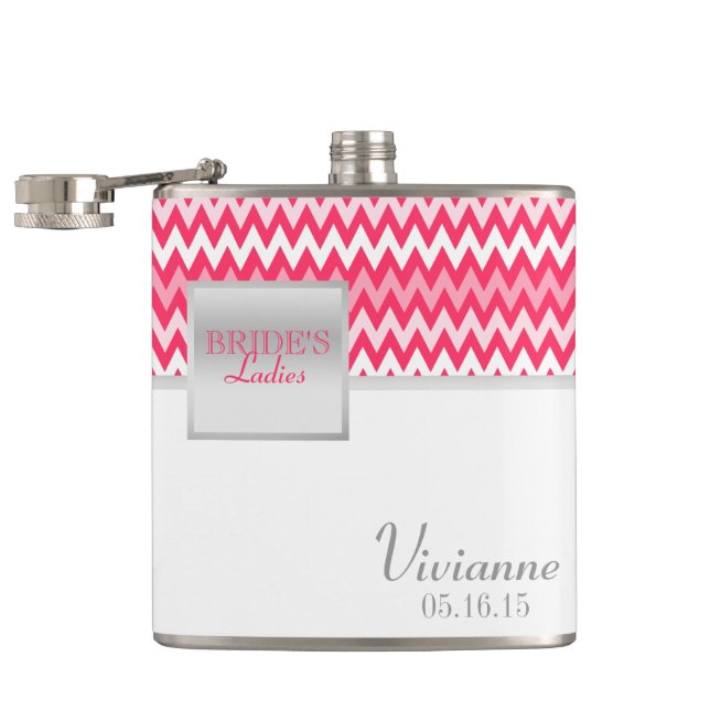 Zigzag Pattern Bridesmaid Hip Flask (Opened)