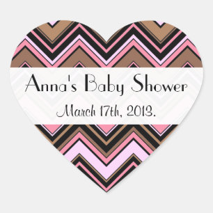 Zigzag Pattern, Chevron Pattern, Baby Shower Heart Sticker