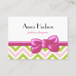 Zigzag Pattern, Chevron Pattern, Green, Pink Business Card