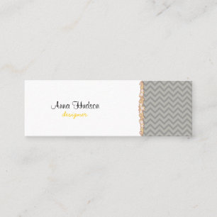Zigzag Pattern, Chevron Pattern - Grey Mini Business Card