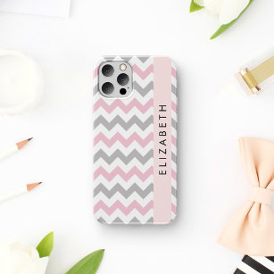 Zigzag Pattern, Chevron Pattern, Pink, Your Name iPhone 12 Pro Case