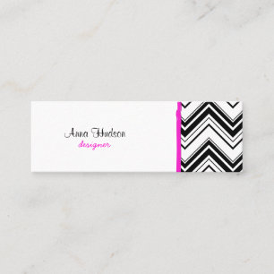 Zigzag Pattern, Chevron Pattern - White Black Mini Business Card