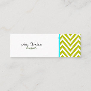 Zigzag Pattern, Chevron Pattern - White Green Mini Business Card