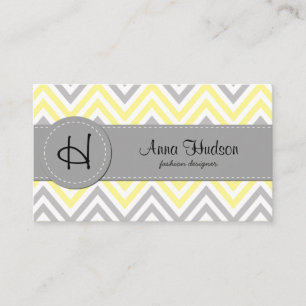 Zigzag Pattern, Chevron Pattern, Yellow, Grey Business Card