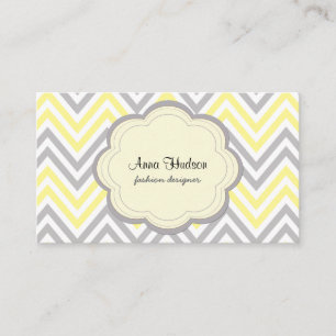 Zigzag Pattern, Chevron Pattern, Yellow, Grey Business Card