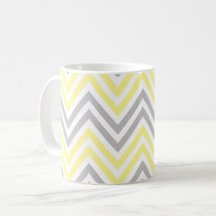 Zigzag Pattern, Chevron Pattern, Yellow, Grey Coffee Mug