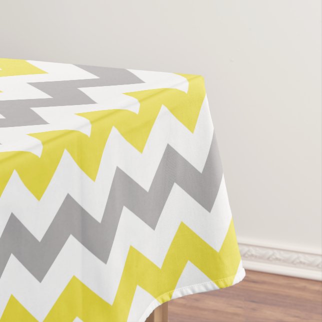 Zigzag Pattern, Chevron Pattern, Yellow, Grey Tablecloth (In Situ)
