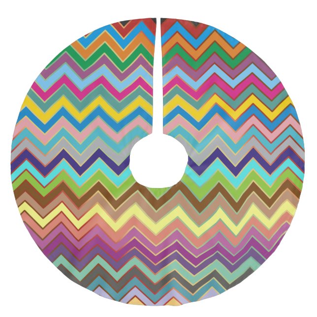 ZIGZAG pattern - coloured + your ideas Brushed Polyester Tree Skirt (Front)