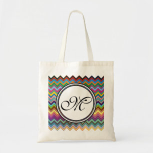 ZIGZAG pattern - coloured + your monogram Tote Bag
