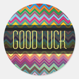 ZIGZAG pattern - coloured + your text Classic Round Sticker