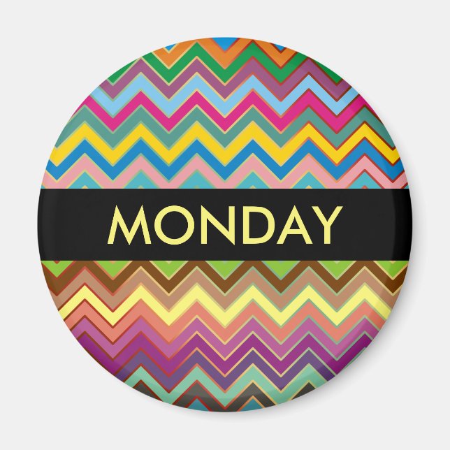 ZIGZAG pattern - coloured + your text Magnet (Front)